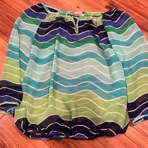 Banana Republic Blue & Green Sheer Top - XS